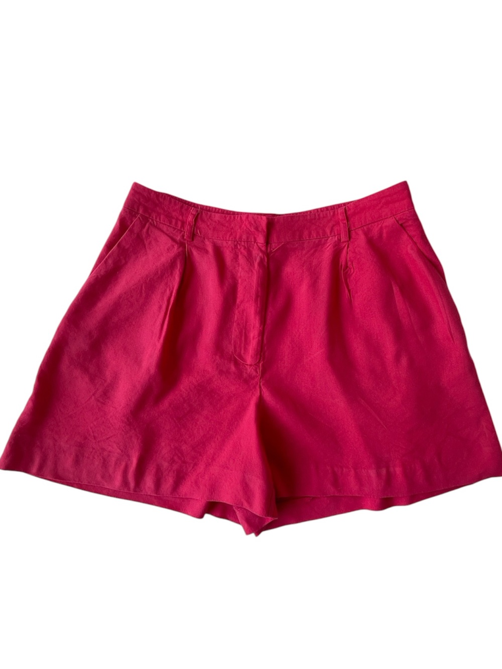Antonio Melani Red Linen Blend Pleated High Waisted Shorts Woman's Size 12